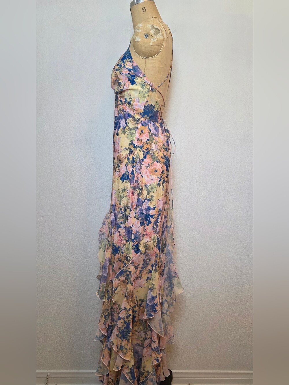 For Love & Lemons Pink Elea Floral Maxi Ruffle Dress - Picture 10 of 13